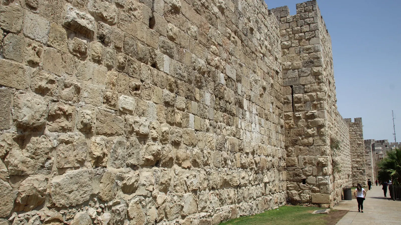 The stone walls of the Old City of Jerusalem