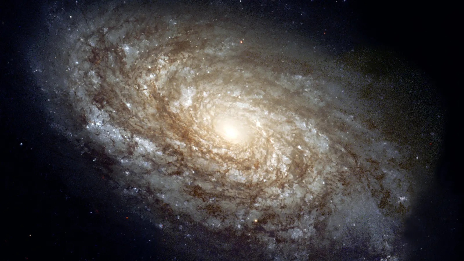 A spiral galaxy photographed by the Hubble Space Telescope