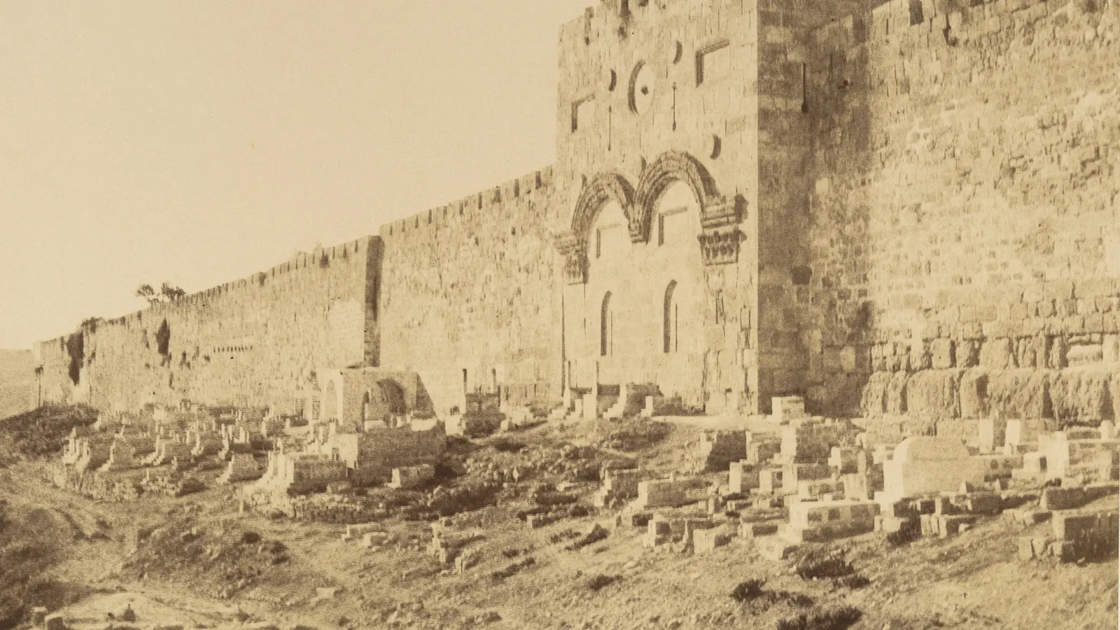 The sealed Golden Gate in the eastern wall of Jerusalem’s Old City, 19th-century photograph