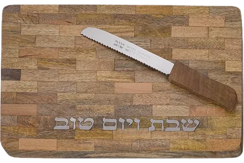 Challah tray with knife