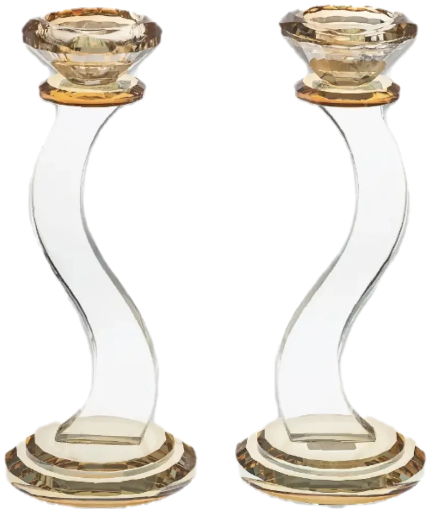 Pair of crystal candlesticks, 22 cm
