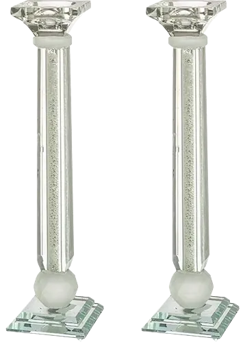 Pair of crystal candlesticks with stones, 27.5 cm