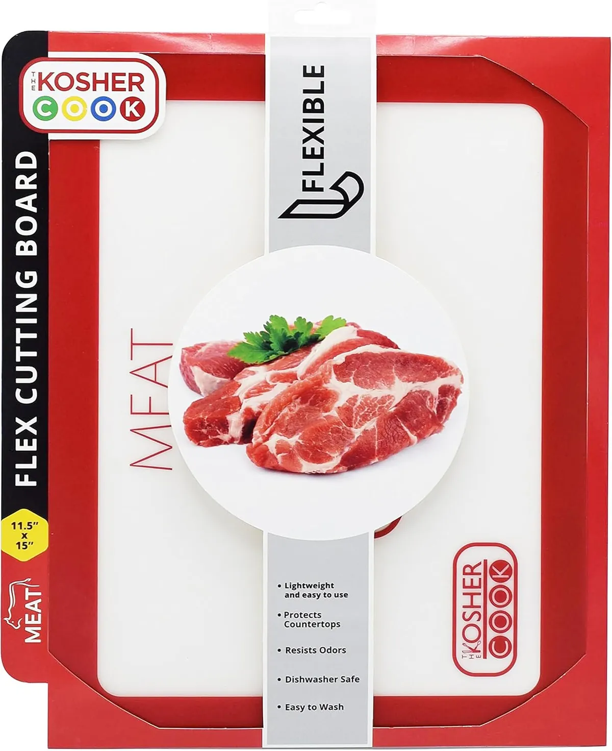 Red flexible cutting board for meat
