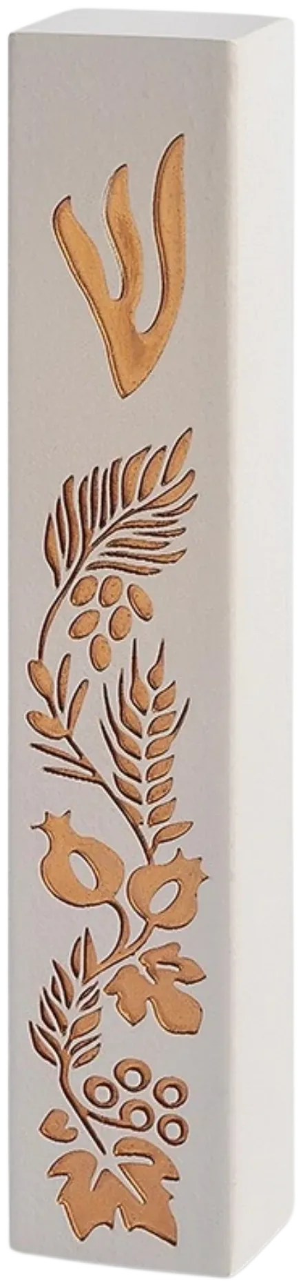 Polymer mezuzah case with floral design, 15 cm