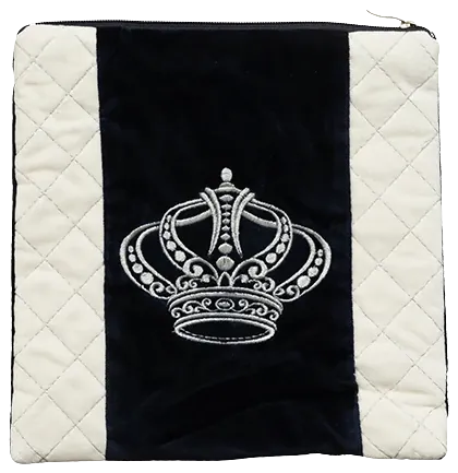 Blue velvet tallis and tefillin bag set with stones
